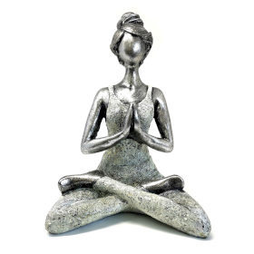Yoga Beeldje - Vrouw - Zilver & Wit - 24cm