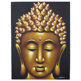 3x Boeddha Schilderij - Goud & Zandkleurige Afwerking