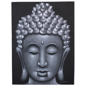 3x Boeddha Schilderij - Grijs & Zandkleurige Afwerking