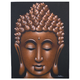3x Boeddha Schilderij - Koper & Zandkleurige Afwerking