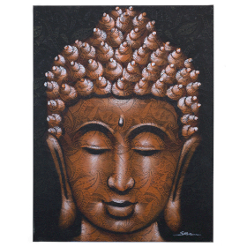 3x Boeddha Schilderij - Koper Brokaat Detail