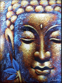 Boeddha Schilderij - Gouden Gezicht en Lotusbloem