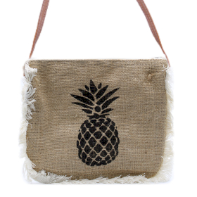 Jute Franje Tas - Ananas Print