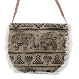 Jute Franje Tas - Olifant Print