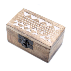 10x Mango Houten Box - White Washed - Aztec Motief