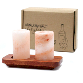 Set van 2 Himalaya Zout Shotglazen & Houten Serveerblad