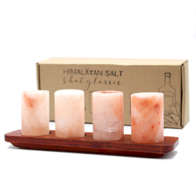 Set van 4 Himalaya Zout Shotglazen & Houten Serveerblad