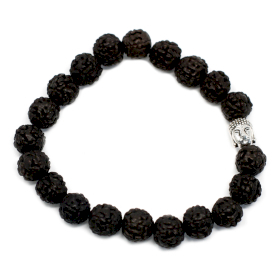 6x Rudraksha Boeddha Bangle Mala -Donker