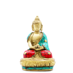 Geelkoper Boeddhabeeld  - Amitabha - 9.5 cm