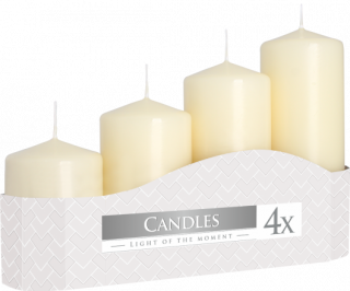 3x Set van 4 Stompkaarsen Candles  Ø50mm Hoog 11/16/22/33cm - Ivoor