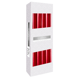 10x Gotische Kaarsen - Rood Metallic