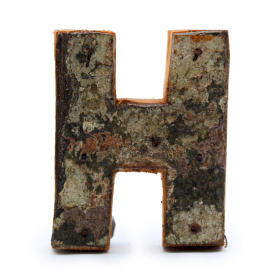 12x Rustieke Schors Letter - H - 7cm