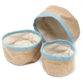 3x Set van 3 manden van naturel jute - Teal