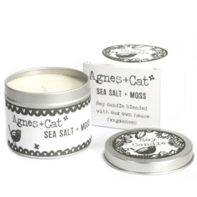200g Sojawas Kaars in Blik met Geschenkdoos - Zeezout en Mos