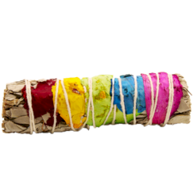 Smudge Stick - 7 Chakra\'s Rozenblaadjes Salie - 10cm (Chakra)