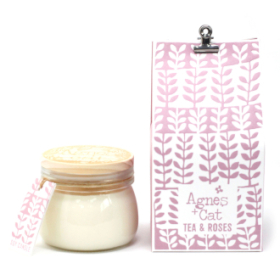 180g Sojawas Kaars in Kilnerpot met Geschenkdoos  - Thee & Rozen
