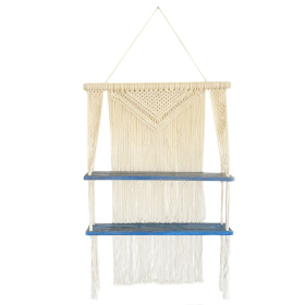 Macramé met Hangende Planken - Blauw