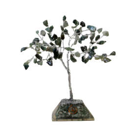 Edelsteen Boom met Orgonite Basis - 80 Steen - Mosagaat