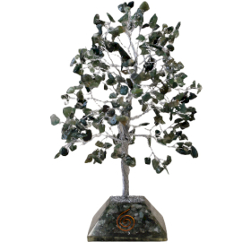 Edelsteen Boom met Orgonite Basis - 320 Steen - Mos Agaat