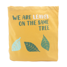 3x Bedrukte Katoenen Tas - We are Leaves - Geel, Blauw en Naturel