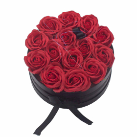 Zeep Bloemen Cadeau Set - 14 Rode Rozen - Rond