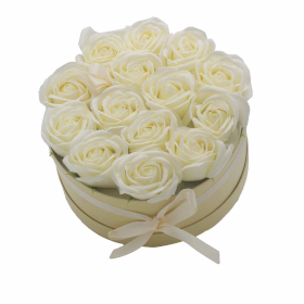 Zeep Bloemen Cadeau Set - 14 Crème Rozen - Rond