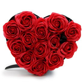 Zeep Bloemen Cadeau Set - 13 Rode Rozen - Hartvorm