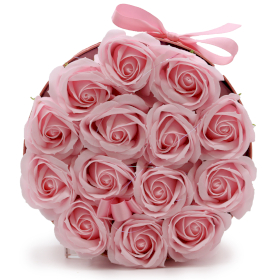 Zeep Bloemen Cadeau Set - 14 Roze Rozen - Rond