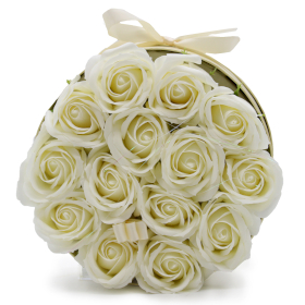 Zeep Bloemen Cadeau Set - 14 Crème Rozen - Rond