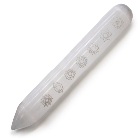 Selenite Wand - 16 cm (Punt één uiteinde) 7 Chakra