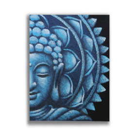 Blauwe Halve Boeddha Mandala 60x80cm