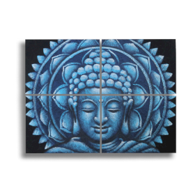 Blauwe Boeddha Mandala Brocade Detail 30x40cm x 4