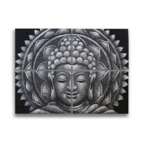 Grijze Boeddha Mandala Brocade Detail 30x40cm x 4