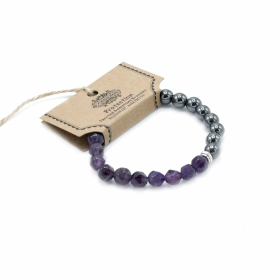 3x Gefacetteerde Edelsteen Armband - Magnetische Amethyst