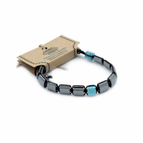 3x Magnetische Hematiet Shamballa Armband - Turquoise Kubussen