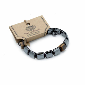 3x Magnetische Hematiet Shamballa Armband -  Tijgeroog Kubussen