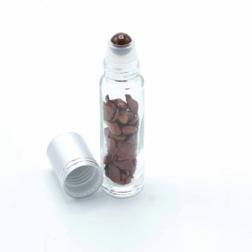 10x Roller fles- Rode Jaspis  - Zilver dop