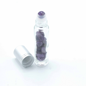 10x Roller fles- Amethist  - Zilver dop