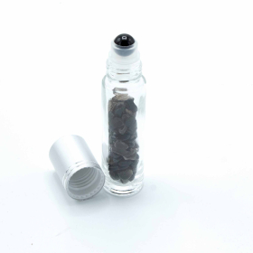 10x Roller fles- Zwarte Toermalijn   - Zilver dop