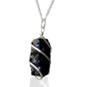 Cascade gewikkeld Edelsteen Ketting - Ruwe Zwarte Onyx