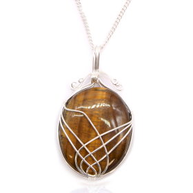 Swirl verpakt Edelsteen Ketting - Tigeroog