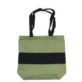 Tweekleurige katoenen tas - 38x42x12cm - Groen en zwart - 10oz