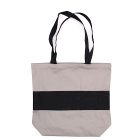 Tweekleurige katoenen tas - 38x42x12cm - grijs en zwart - 10oz