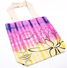 Tie-Dye Katoenen Tas (6oz) - 38x42x12cm - Lotus Boeddha - Multi Col - Natuurlijk handgreep