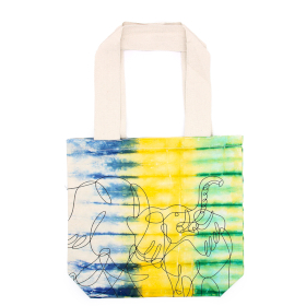 Tie-Dye Katoenen Tas (6oz) - 38x42x12cm - Olifanten - Multi - Natuurlijk handgreep