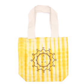 Tie-Dye Katoenen Tas (6oz) - 38x42x12cm -  Namaste Handen - Geel - Natuurlijk handgreep