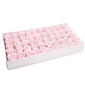 50x Ambachtelijke Zeepbloemen - Med Rose - Pink With Black Rim