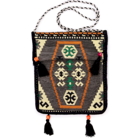 Lichtgrijze Kilim Messenger Festivaltas