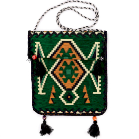 Smaragdgroene Kilim Messenger Festival tas