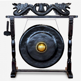 Grote Gong in Klassiek Bruine Standaard - 80cm - Zwart - Patroon
